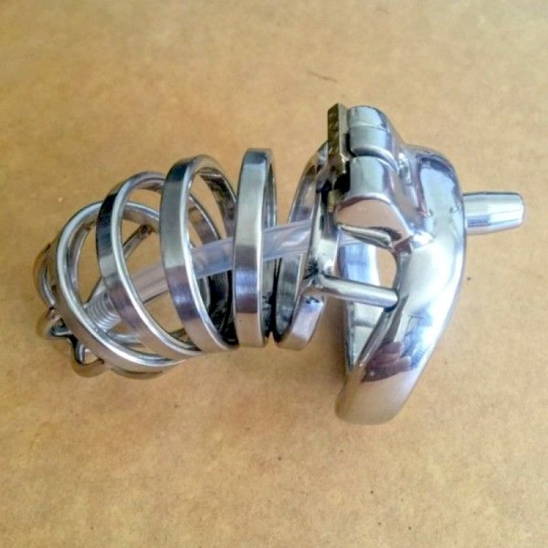 2016 New Stainless Steel Male Urethral Tube Chastity Device / Stainless Steel Chastity Cage ZC080. Артикул: IXI48352