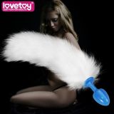 Butt Plug with White Tail Luxury Metal Anal Tail Blue