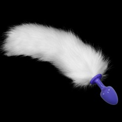 Butt Plug Purple with White Tail Luxury Metal Anal Tail