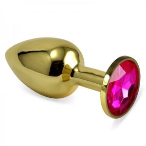 Butt plug Golden color with a pink crystal size S gift wrapping. Артикул: IXI48437