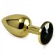 Gold butt plug with black stone Rosebud Anal Plug Medium