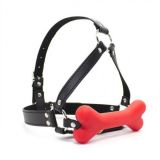 Black kiany gag for the mouth with a soft silicone cushion-bone Red