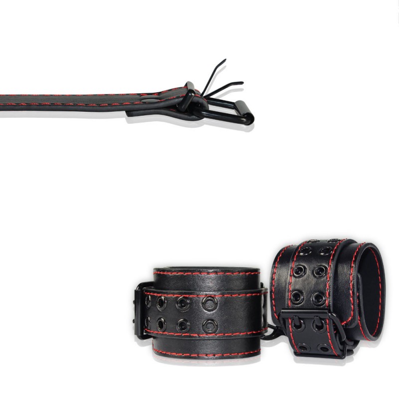 Универсальные кожаные наручники Bondage Fetish Pleasure Handcuffs. Артикул: IXI48839