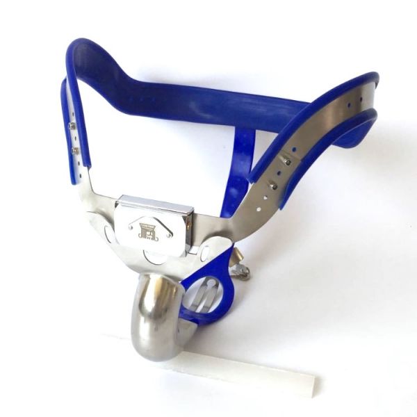 Male Chastity belt / Ergonomic stainless steel chastity belt - BLUE. Артикул: IXI48858