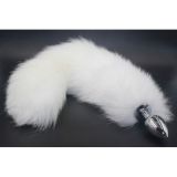 Butt plug with a white fluffy tail