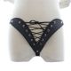Womens black Thong with lacing