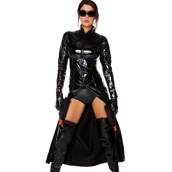 Gothic Black Wetlook Vinyl Dress. Артикул: IXI50071