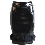 Black Wetlook High Waist Skirt