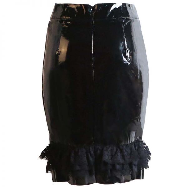 Black Wetlook High Waist Skirt. Артикул: IXI50446