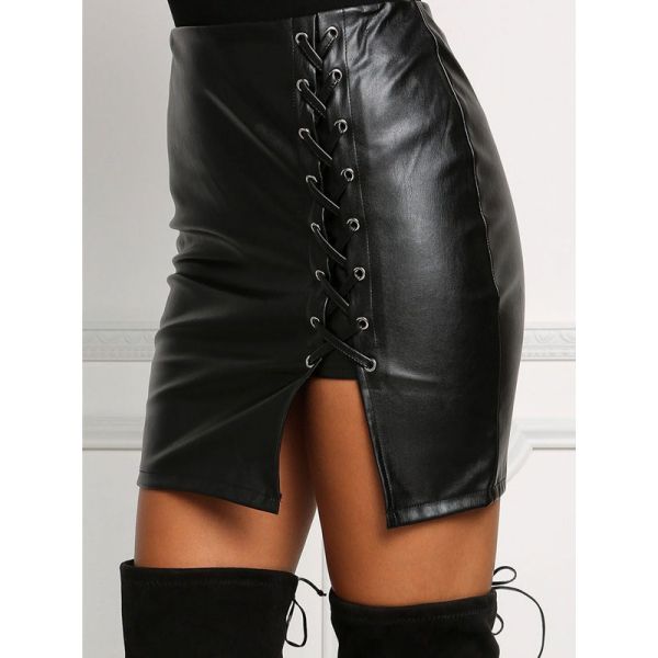Black Sexy Lace Up Pencil Skirt. Артикул: IXI50454