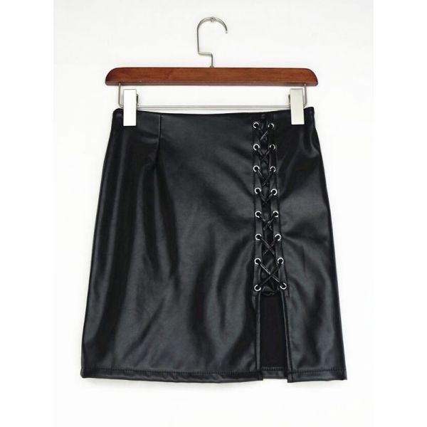 Black Sexy Lace Up Pencil Skirt. Артикул: IXI50454