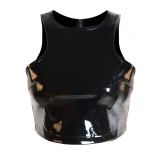 Shiny Sexy Black Wetlook Corset Top