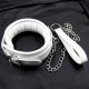 Soft white bdsm collar with leash Premium Locking Collars