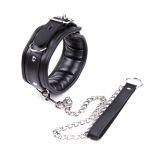 Soft black bdsm collar with leash Premium Locking Collars