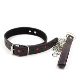 Leather collar with leash Unisex