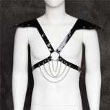 Leather male chest bandage with chains