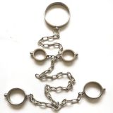 Stainless Steel Handy Handcuffs Hand and Foot Neck Has Metal Chain - Females