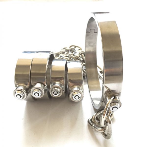 Stainless Steel Handy Handcuffs Hand and Foot Neck Has Metal Chain - Man. Артикул: IXI52204