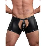 Mens black leather shorts