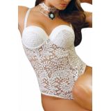 White lace Teddy with delicate lace