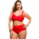 A bright swimsuit with a high waist Plus Size