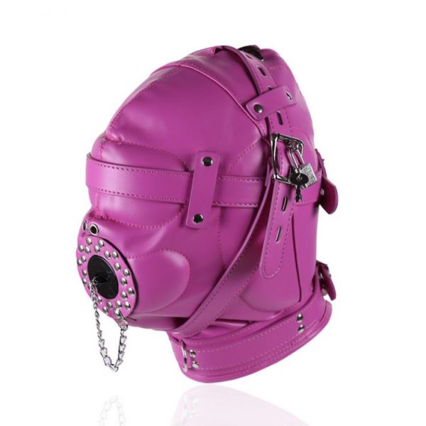 Фиолетовая полностью закрытая бдсм маска Leather Hood. Артикул: IXI53131