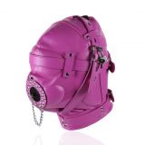 Фиолетовая полностью закрытая бдсм маска Leather Hood по оптовой цене