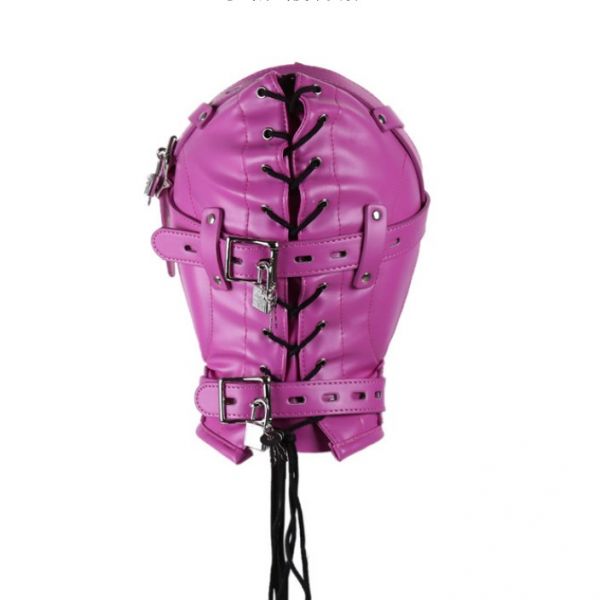 Фиолетовая полностью закрытая бдсм маска Leather Hood. Артикул: IXI53131