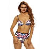 Multicolor Tribal Print 2pcs High Waist Swimsuit