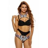 Contrast swimsuit high neck bikini