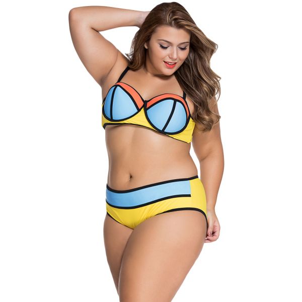 Купальник стильной расцветки Plus Size. Артикул: IXI53266