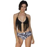 Original black and white swimsuit with fringe