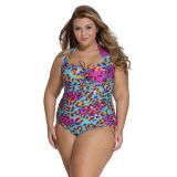 Bright leopard print swimsuit Plus Size