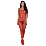 Red mesh jumpsuit pattern