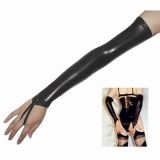 Black Springy Spandex-latex Long Gloves Showing hands