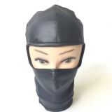 Faux leather face mask with open eyes black