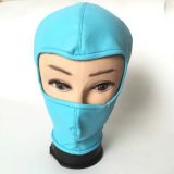 Face mask made of artificial leather with open eyes blue