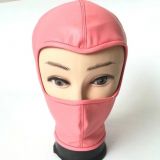 Face mask made of artificial leather with open eyes pink