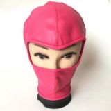 Face mask made of artificial leather with open eyes red