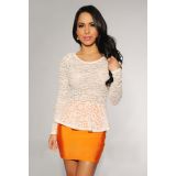 Translucent fishnet blouse ivory color