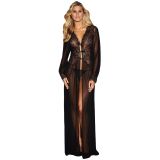 Sheer Long Sleeve Lace Robe with Thong