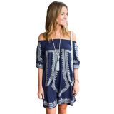 Bohemian Vibe Geometric Print Off The Shoulder Beach Dress