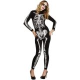 Black Sexy Glow Skeleton Catsuit Costume