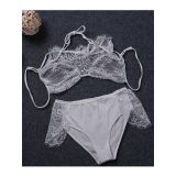 Women White Transparent high Waist Bra Set