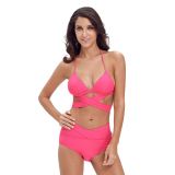 Pink tankini swimsuit with cover with ties