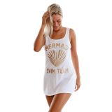 White Graphic Tank Swim Cover Up Dress