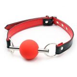Красный силиконовый кляп для рта на ремешках Metal Rod Silicone Ball Gags