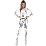 white chic bone halloween skeleton costume