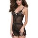 Black Spaghetti Straps Eyelash Lace Chemise