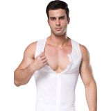White Front Zipper Shapwear For Mens